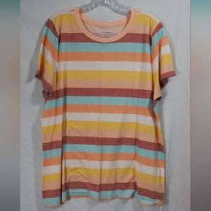 Torrid Classic Fit Multi Striped Crewneck Short Sleeve Tee- Size 2